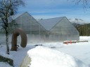 winter greenhouse exterior